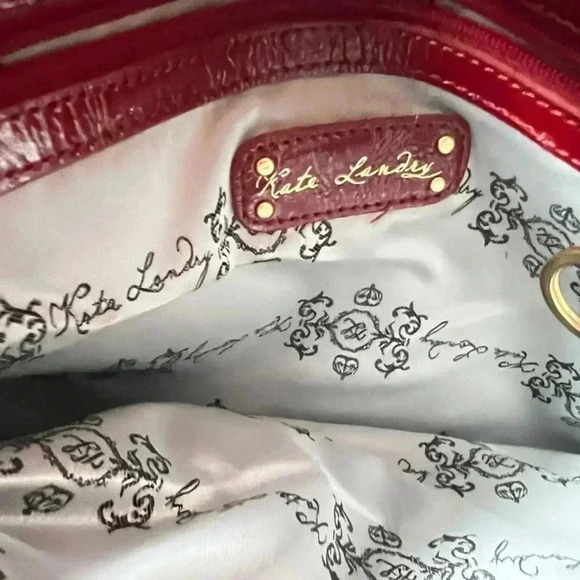 Kate Landry Red Patent Leather Purse Gold Chain Strap Preowned Great Condition - Picture 10 of 14